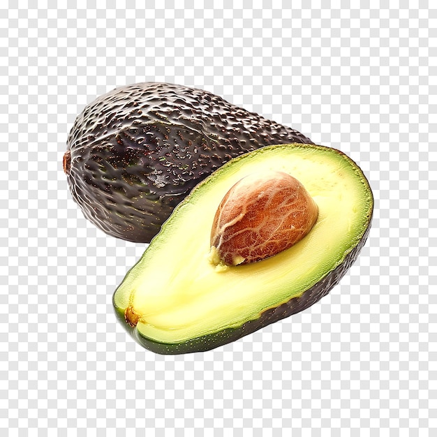 Avocado and cut in half isolated on a transparent background