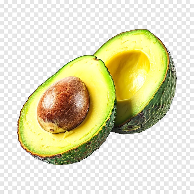 Avocado and cut in half isolated on a transparent background