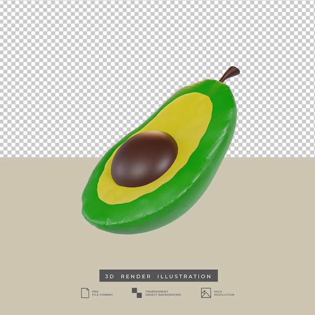 Avocado fruit 3d illustration