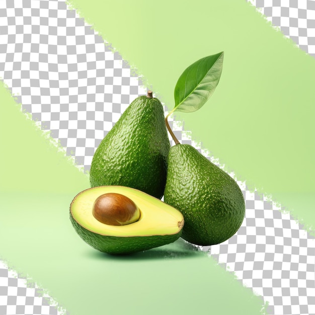 Avocado fruits on a transparent background with shadow