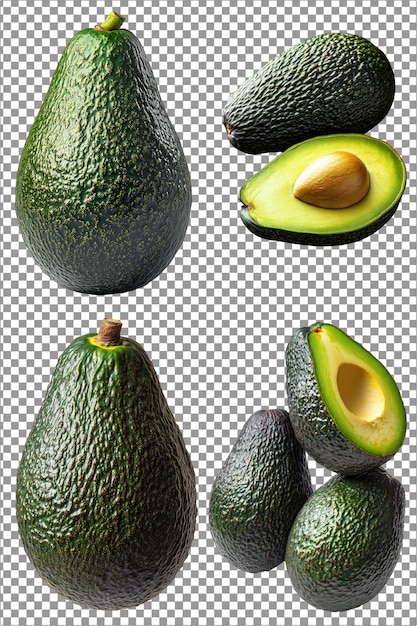 Avocado Hyperrealistic Isolated PNG with Clear Transparent Background Highly Detailed