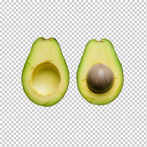 PSD an avocado is cut in half and the other half is green