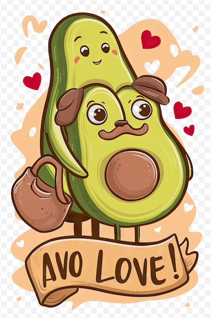 PSD a avocado with a heart on it and a love heart