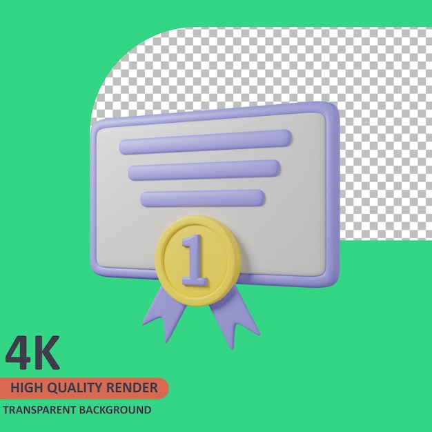 Award certificate 3d education icon illustration high quality render