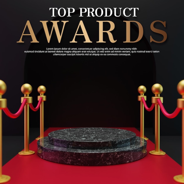 Award podium for best product celebration, 3d rendering