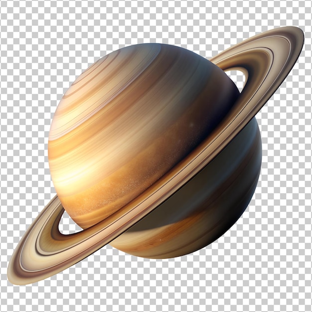 An aweinspiring view of Saturn highlighting its stunning rings and unique atmosphere captured in vivid colors and detail against a black backdrop transparent