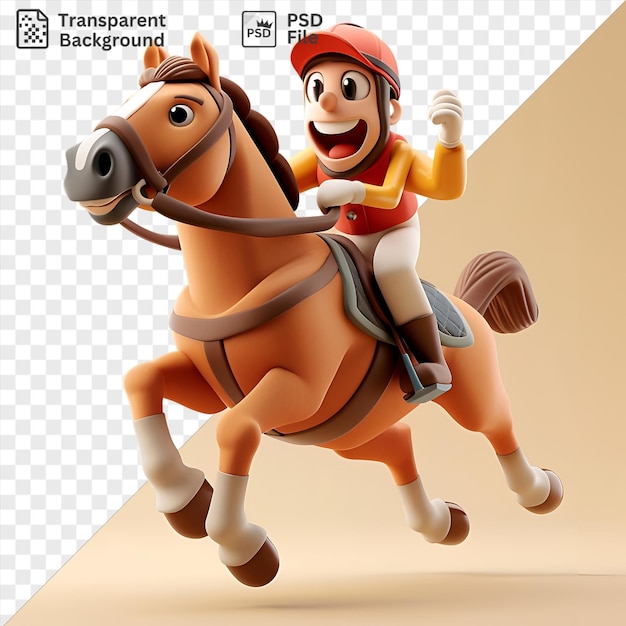 awesome 3d racehorse jockey cartoon guiding a champion horse