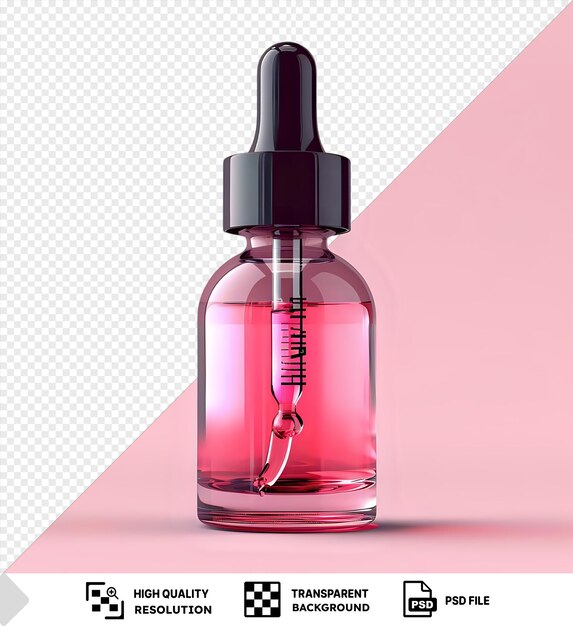 PSD awesome hair serum in a pink bottle with a black and gray top and a pink shadow