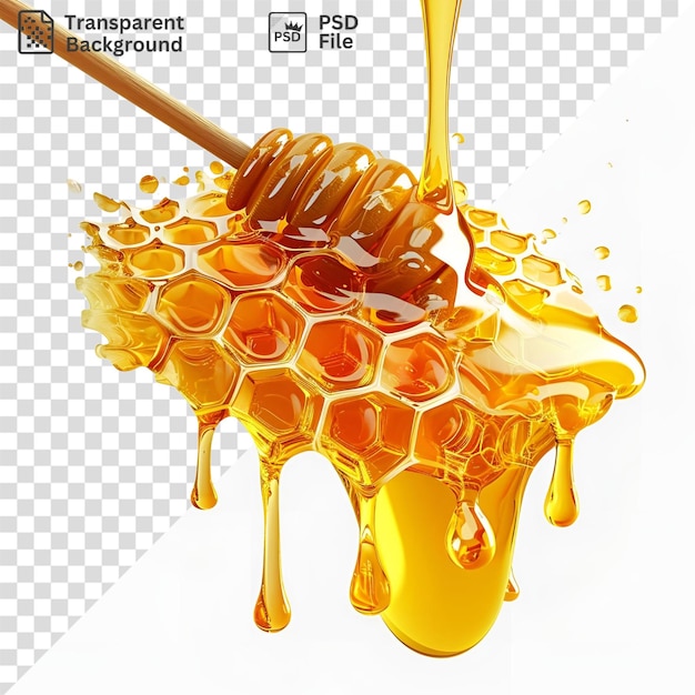 PSD awesome honey pouring out of a honeycomb