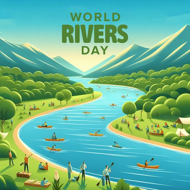 PSD awesome rivers day design concept