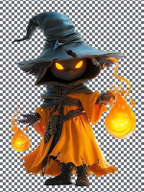 Awful Demonic Warlock Character isolated on transparent background