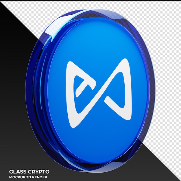 Axie Infinity AXS Glass Crypto Coin 3D Illustration