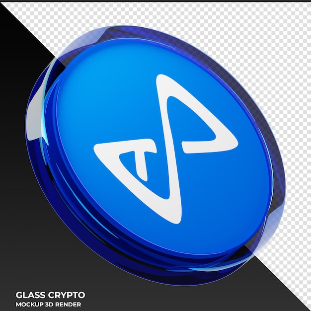 Axie Infinity AXS Glass Crypto Coin 3D Illustration