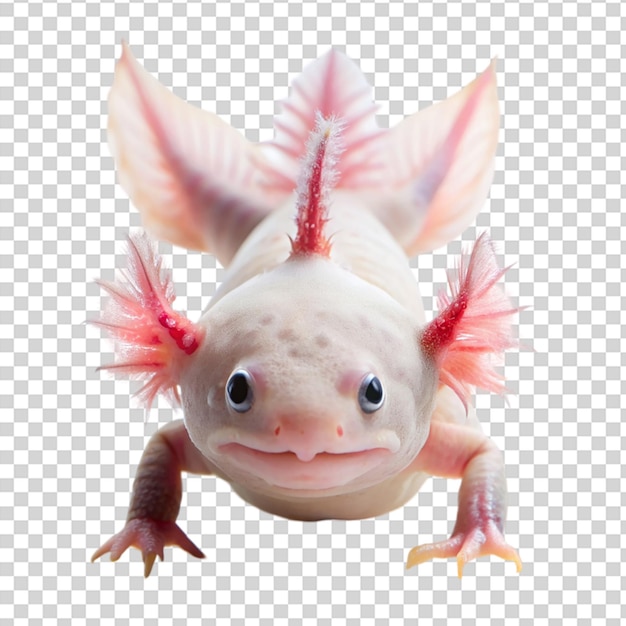 PSD an axolotl with translucent skin on transparent background