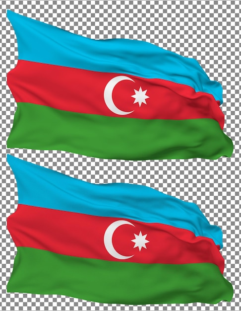 Azerbaijan Flag Waves Isolated in Plain and Bump Texture with Transparent Background 3D Rendering