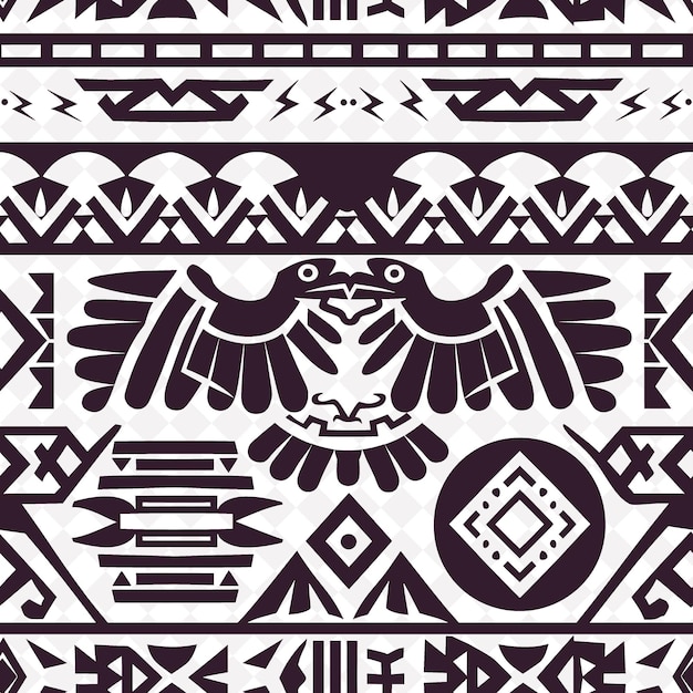 PSD aztec tribal pattern with bird icon and repeating layout the abstract natural pattern vector design