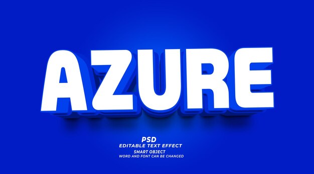 Azure 3d editable photoshop text effect style