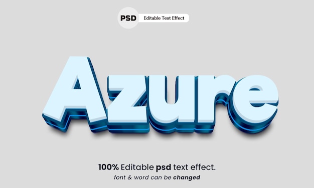 Azure 3d editable psd azure text effect