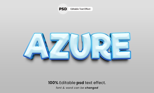 Azure 3d text effect editable psd text effect