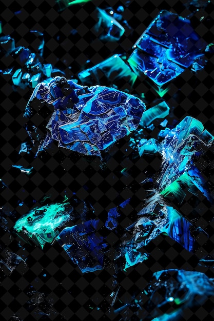 PSD azurite dust malachite with blue green glowing dust malachit magic neon color on dark background