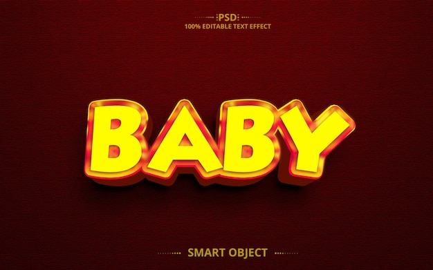 Baby 3d creative text effect design