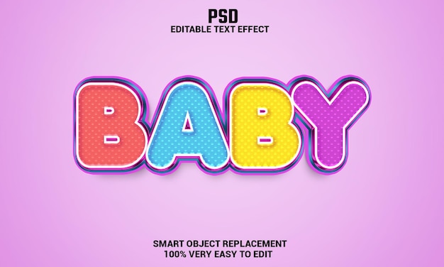 Baby 3d editable text effect with background Premium Psd