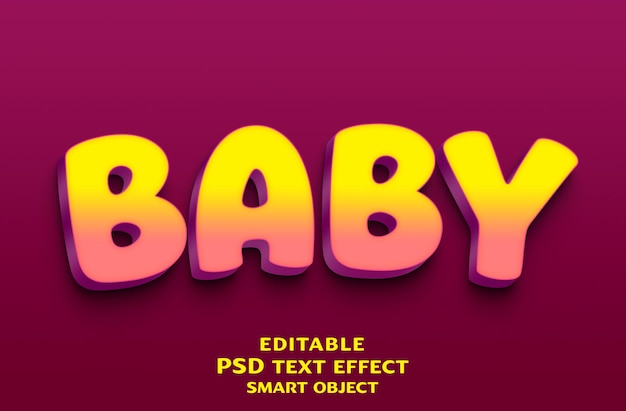 PSD baby 3d text effect design