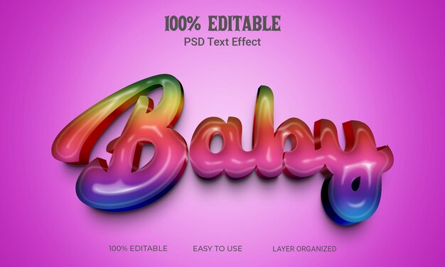 Baby 3D Text  Effect Style Editable PSD File