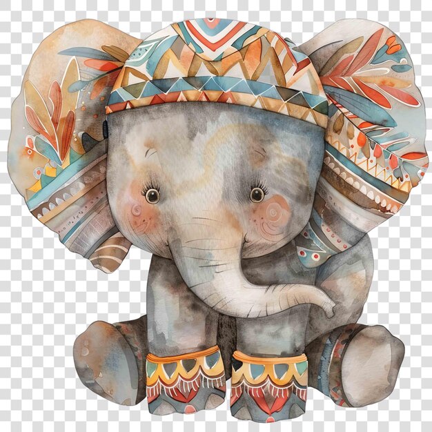 PSD baby boho elephant clipart illustration watercolor