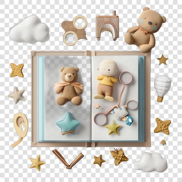 PSD baby book realitic isolated on transparent background