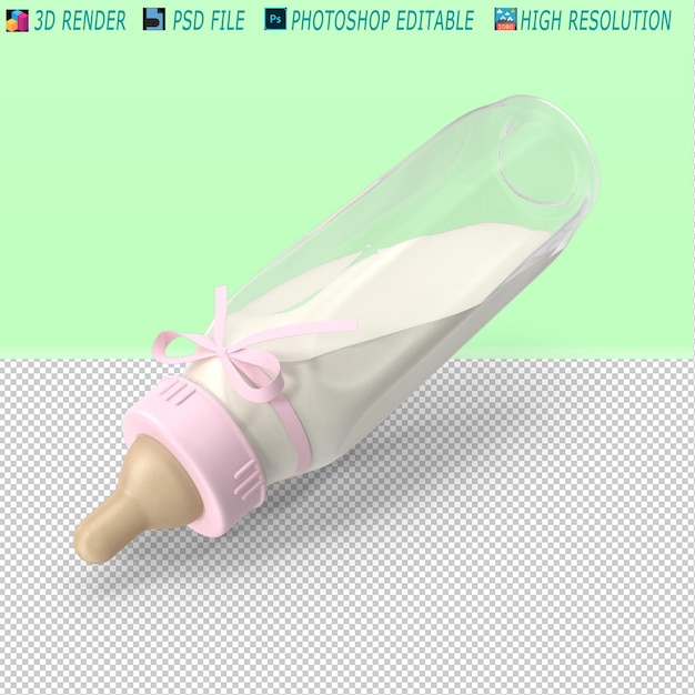 Baby Bottle 3D Modeling PSD File