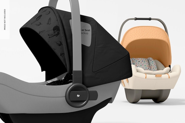 PSD baby car seats mockup, close-up