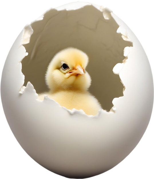 Baby chick nestled within an eggshell