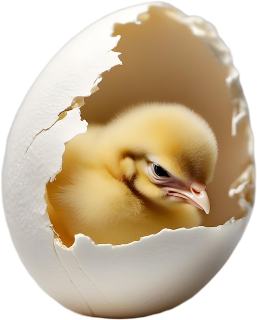 Baby chick nestled within an eggshell