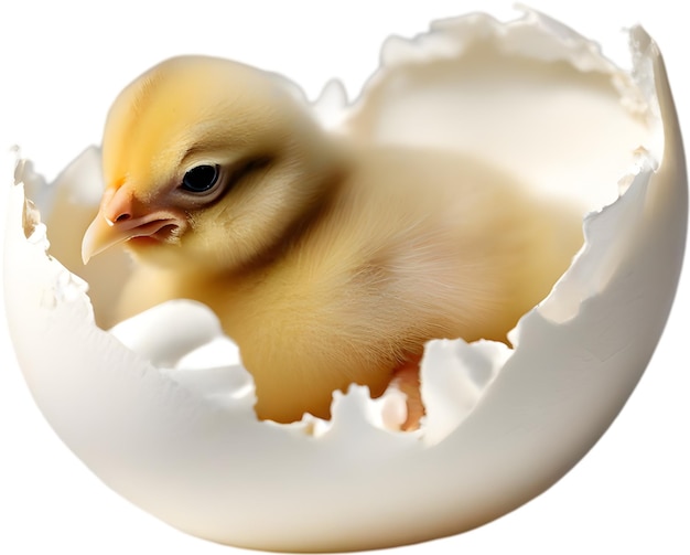 Baby chick nestled within an eggshell