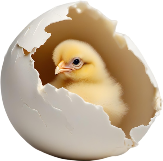 PSD baby chick nestled within an eggshell