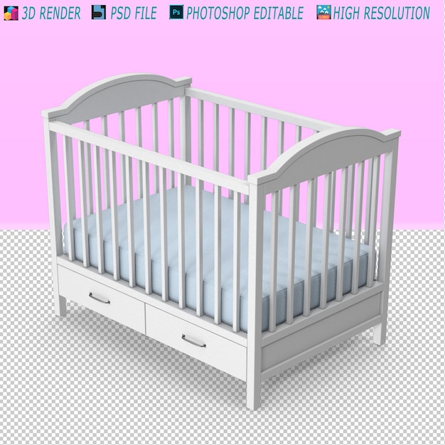 Baby Cot 3D Modeling PSD File