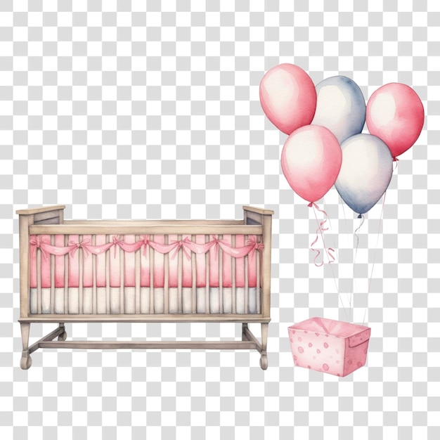 PSD baby crib with balloons