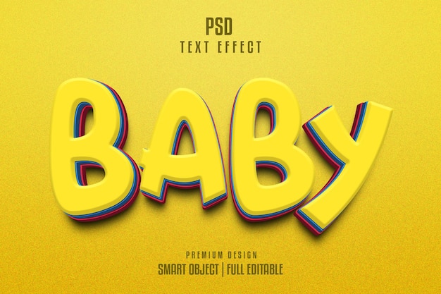 Baby editable 3d text effect yellow