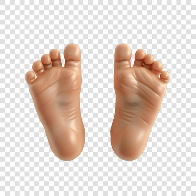 PSD baby feet realitic isolated on transparent background