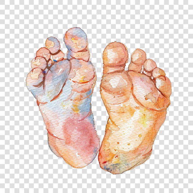 PSD baby feet watercolor nurseryon transparent background