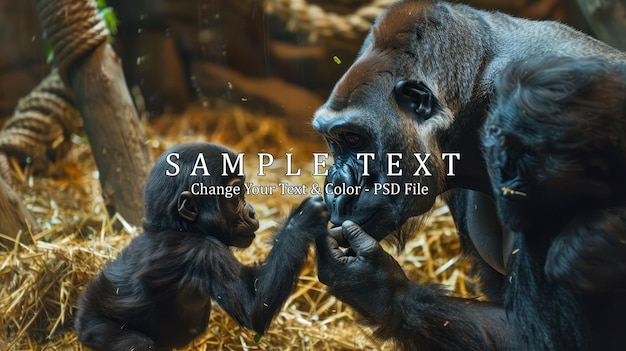 A Baby Gorilla and Its Mother Share a Moment of Connection