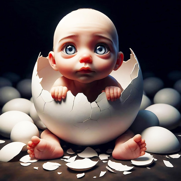 PSD a baby inside an agg 3d