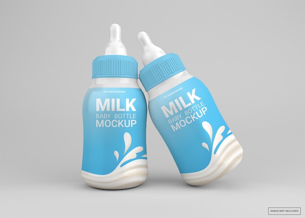 Baby milk bottle mockup isolated