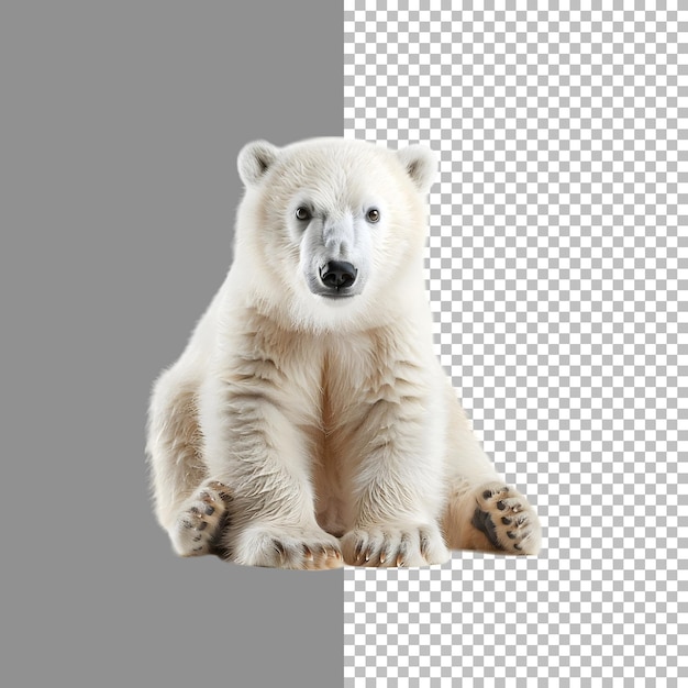 Baby Polar bear sitting Isolated on transparent background