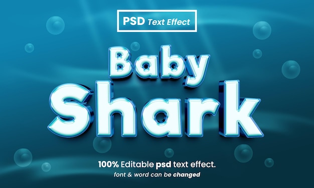 Baby shark 3d editable premium psd text effect