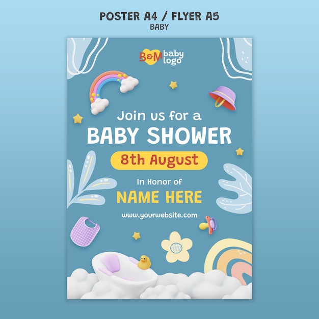 Baby shower celebration poster template