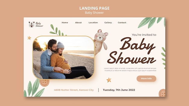 Baby shower landing page template design