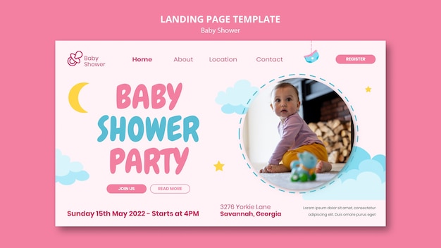 Baby shower landing page template design