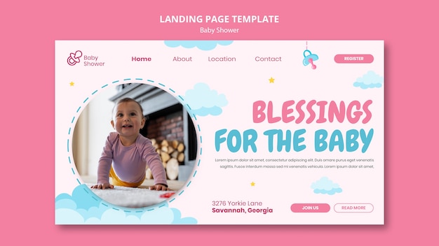 Baby shower landing page template design